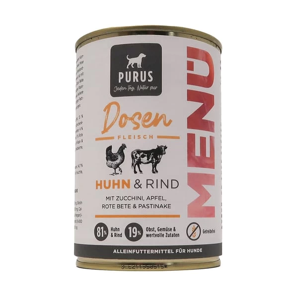 Purus Dosenfleisch Menü Rind & Huhn 1 Purus Dosenfleisch Menü Rind & Huhn