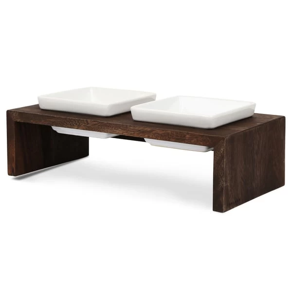 Replus Futterstation Meshidai Doppelnapf Walnuss 1 Replus Futterstation Meshidai Doppelnapf Walnuss