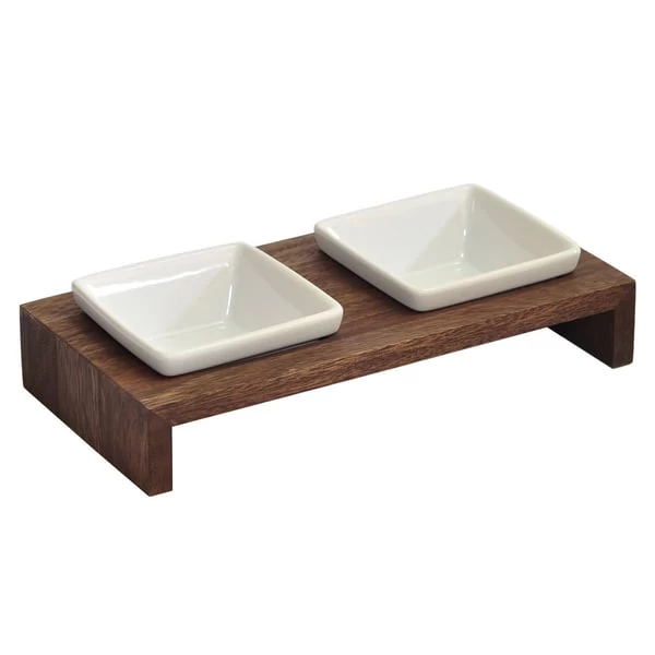 Replus Futterstation Meshidai Doppelnapf Walnuss 3 Replus Futterstation Meshidai Doppelnapf Walnuss – Bild 3