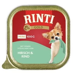 Rinti Gold Mini Feine Stückchen Mix 4 Sorten 48x100g -Haustierzubehör rinti gold mini mit feinen stueckchen hirsch rind